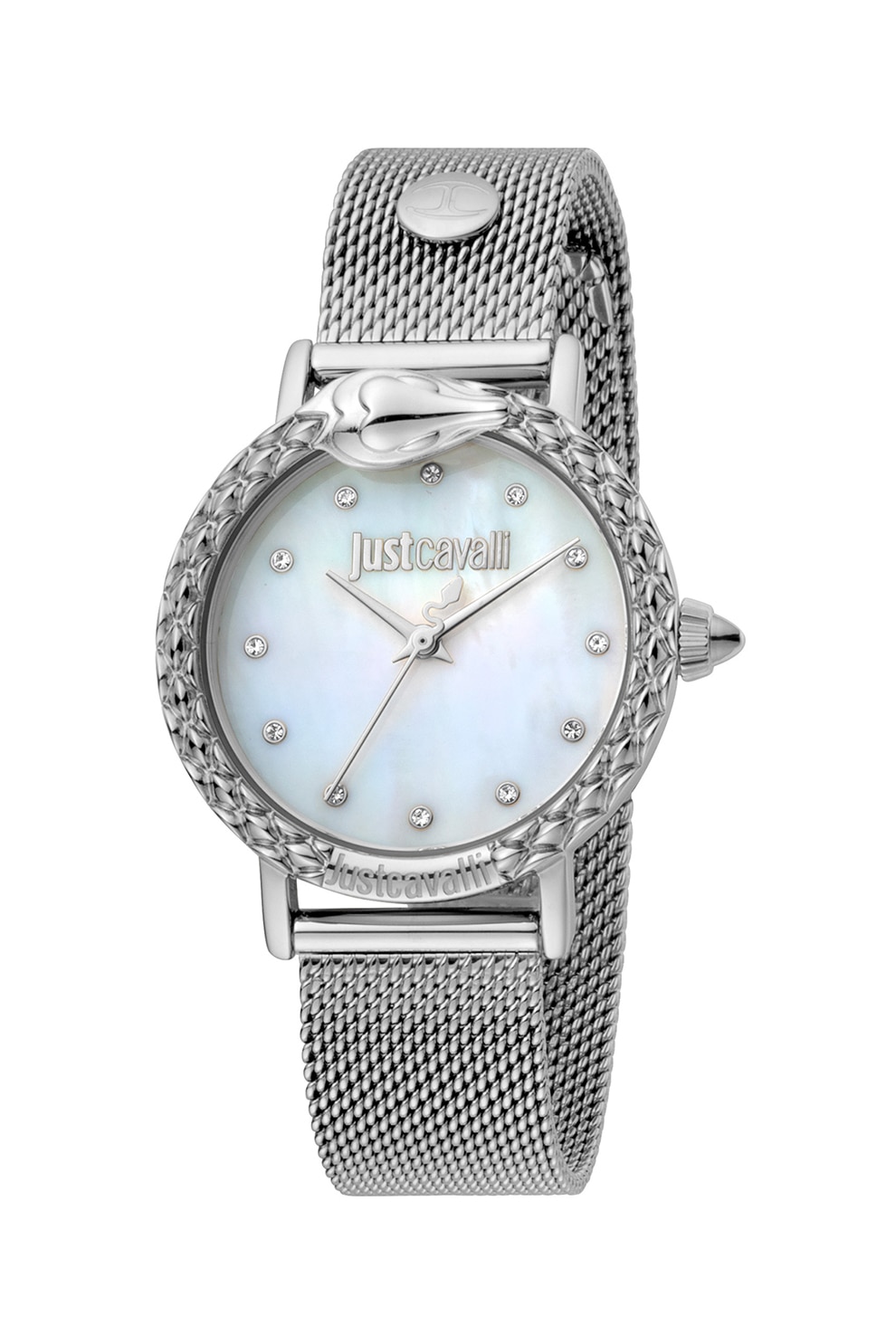 JUST CAVALLI, Ceas cu bratara cu model plasa, Argintiu