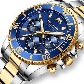 Ceas Megalith 8046M, mecanism quartz, bratara otel inoxidabil, cronograf Ceas Megalith 8046M, mecanism quartz, bratara otel inoxidabil, cronograf