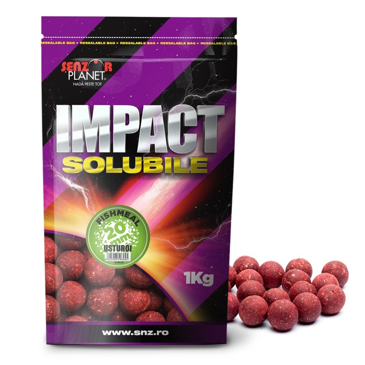 Boilies solubil, Senzor Planet, Usturoi, 20 mm, 1 kg
