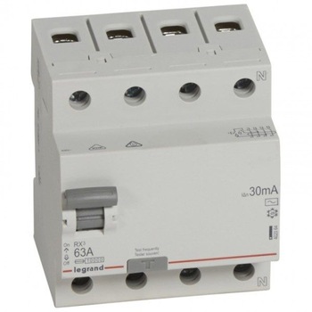 Siguranta cu diferential 3P+N 63A 30MA Legrand, Cod 402064 Siguranta cu diferential 3P+N 63A 30MA Legrand, Cod 402064