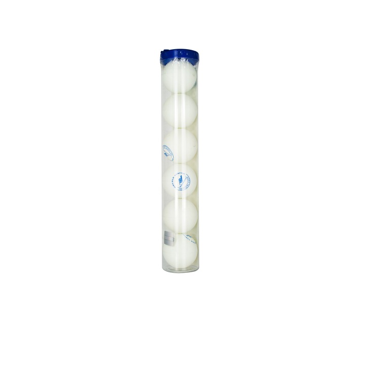 Set 6 mingi tenis de masa Double Circle, alb, diametru 40 mm