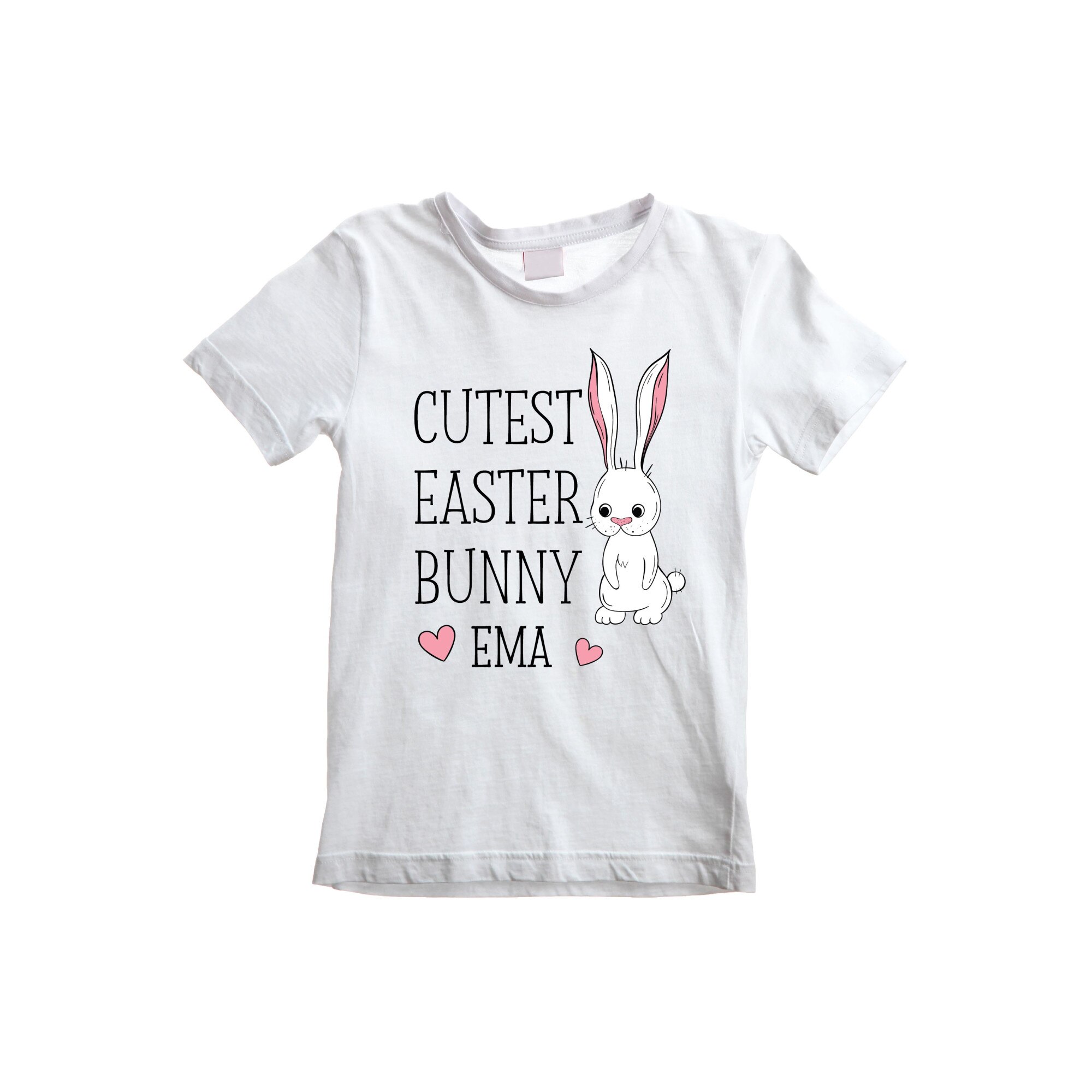 Tricou alb, bumbac, pentru Paste pentru copii personalizabil cu nume