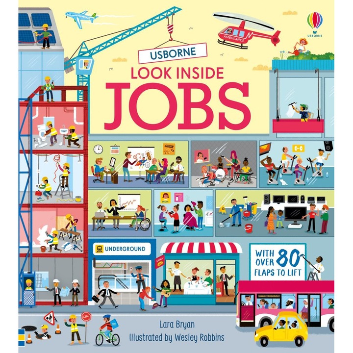 Carte "Look Inside Jobs", cu coperta tare de Lara Bryan, 5 ani+, Usborne