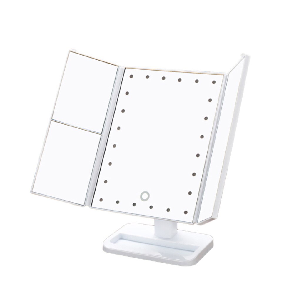 Oglinda cosmetica rotativa RedSun, Led-uri cu variator pentru make-up, Alba