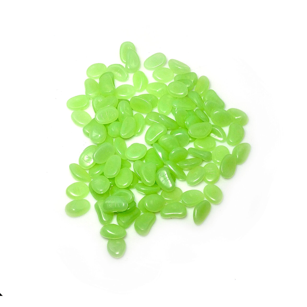 Set 100 bucati pietre de gradina, fosforescente, verzi