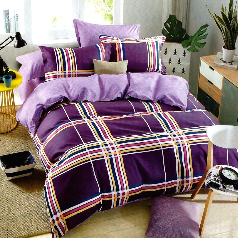 Lenjerie Finet Satinat Gros cu 2 Fete, 6 Piese, Pat 2 Persoane, Multicolor Stripes