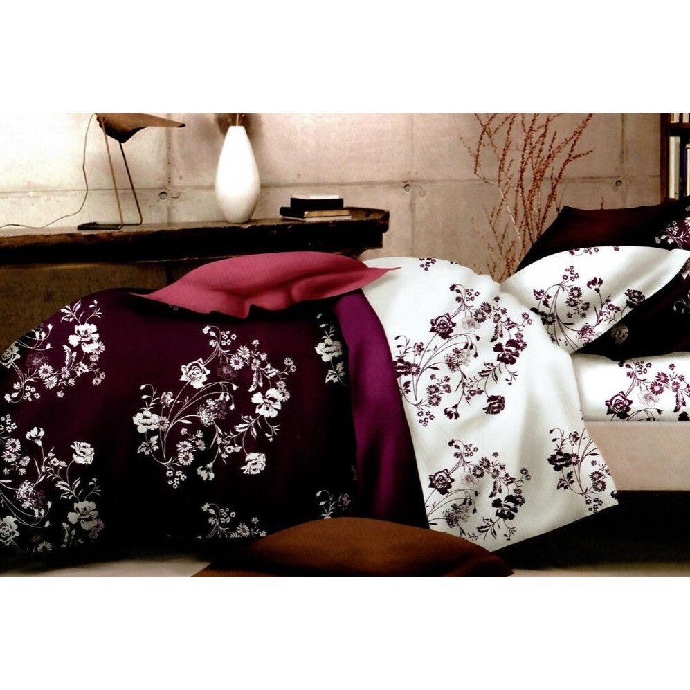 Lenjerie Finet Satinat Gros cu 2 Fete, 6 Piese, Pat 2 Persoane, Fashion Flowers