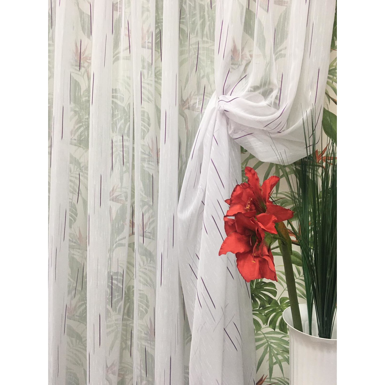 Perdea alba 500x245 cm brodata in doua nuante de violet, cu rejansa by Liz Line - RD1415M