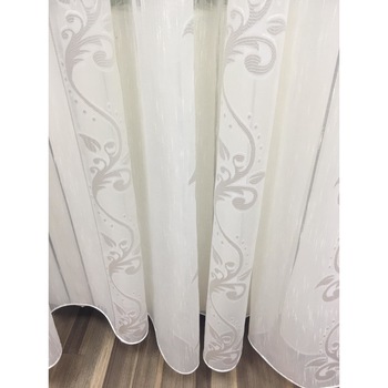 Perdea alba 600x245cm brodata cu ghirlanda alba, cu rejansa by Liz Line - RD1406 Perdea alba 600x245cm brodata cu ghirlanda alba, cu rejansa by Liz Line - RD1406