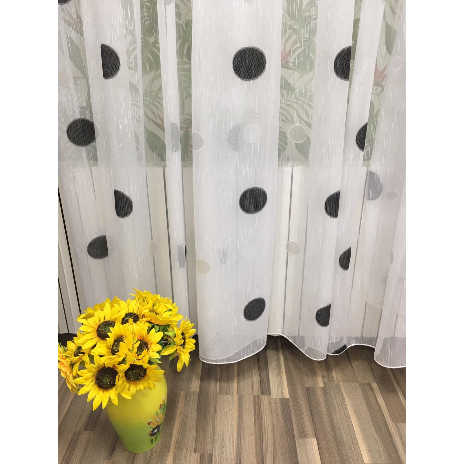 Perdea alba 600x245cm brodata in alb si negru, cu rejansa by Liz Line - RD1356