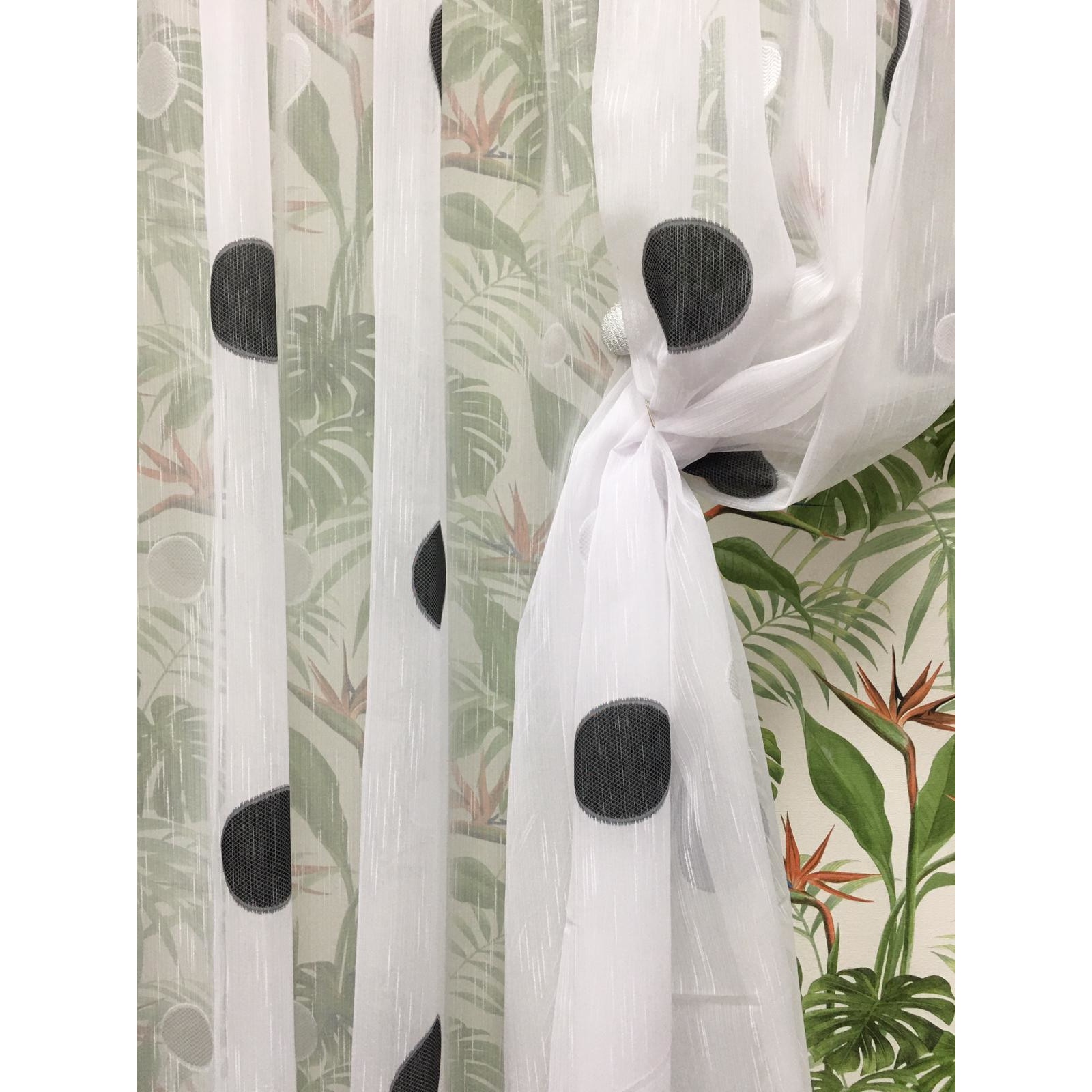 Perdea alba 400x245cm brodata in alb si negru, cu rejansa by Liz Line - RD1354