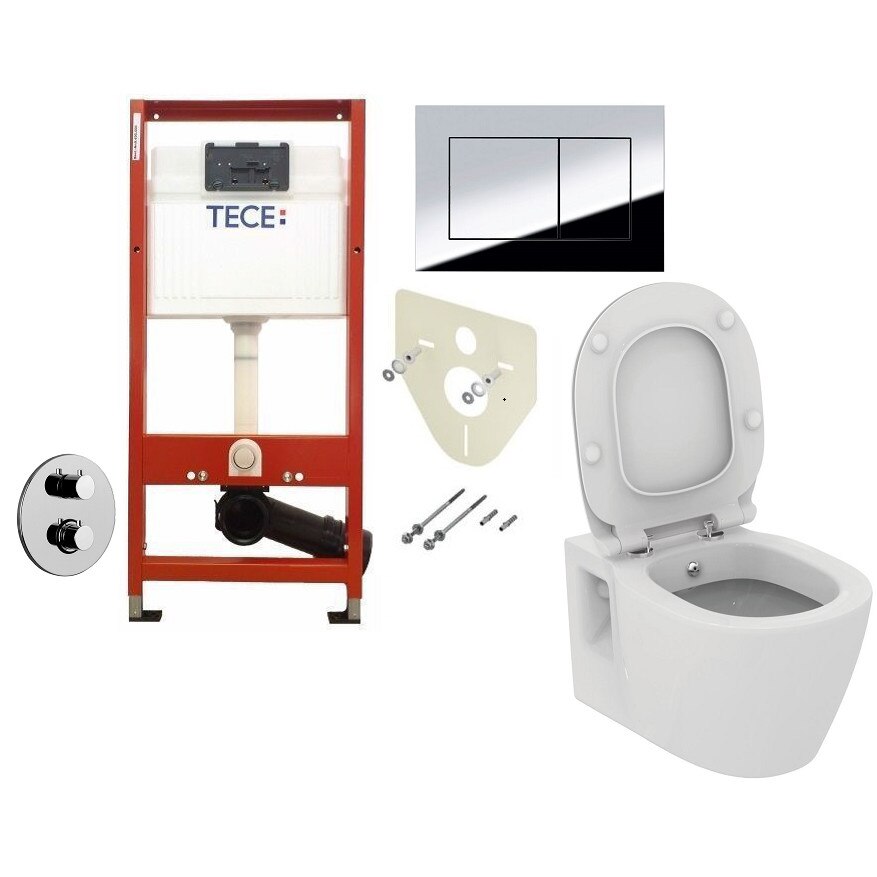 Toaleta cu bideu termostatat Ideal Standard Connect, Tece, Paffoni, capacitate 9 L, crom lucios