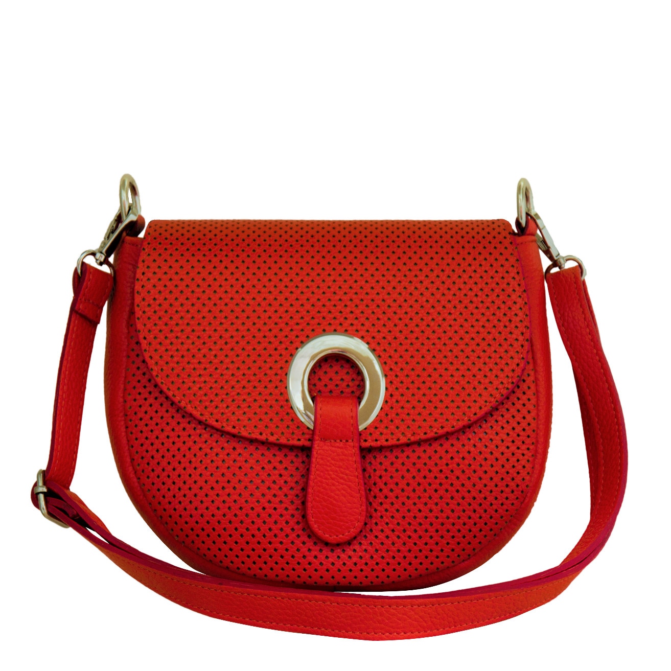 Geanta tip postas din piele naturala Eva Bags,Serena corai