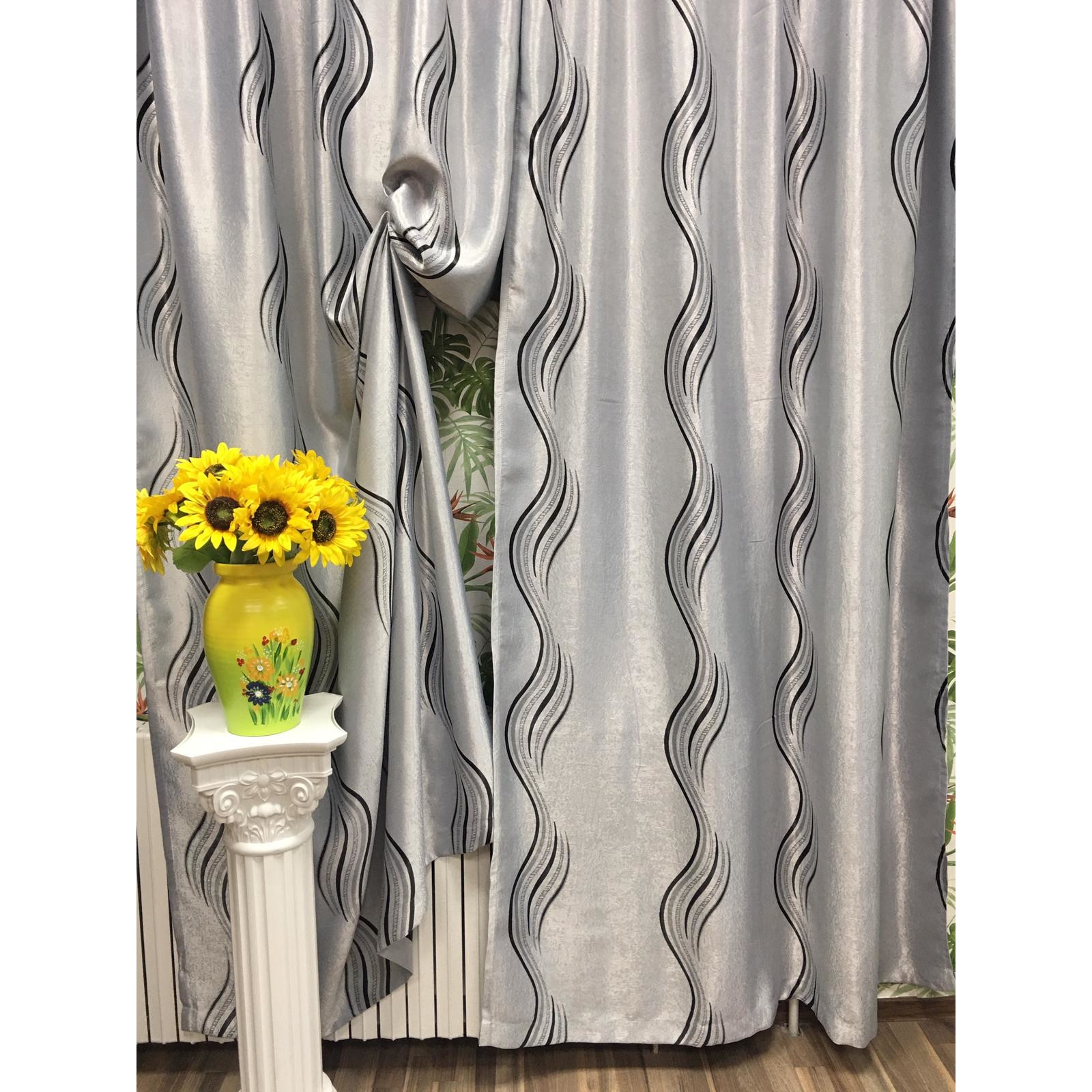 Set draperie, Black Waves 200x245cm gri, black-out by Liz Line - DP972