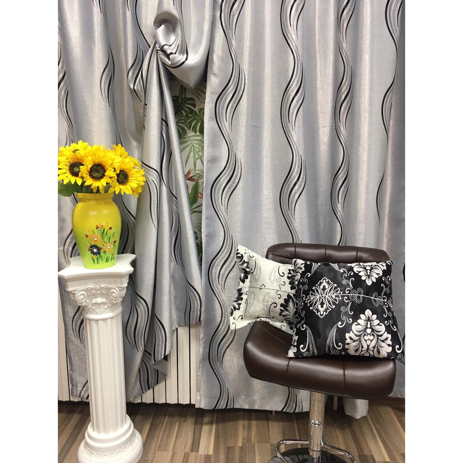 Set draperie, Black Waves 140x245cm gri, black-out by Liz Line - DP97