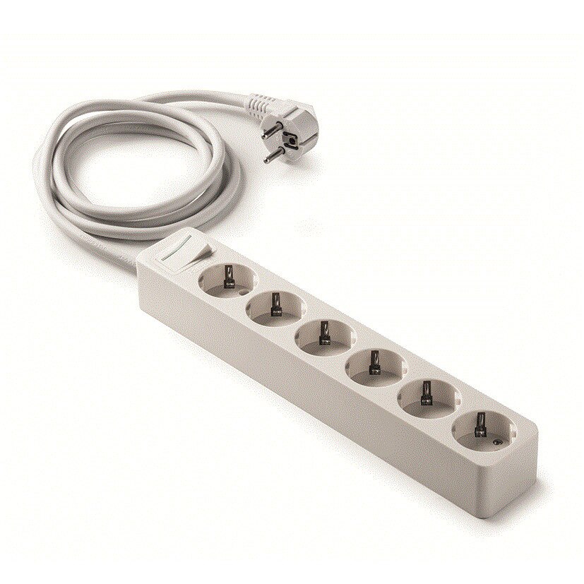 Prelungitor 6 prize shucko Famatel 230V 16A cablu 3X1,5mmp 3m cu intrerupator luminos