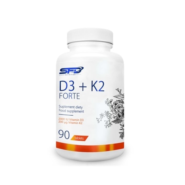 Хранителна добавка, Витамин D3 плюс K2, SFD D3 + K2 Forte - 90 таблетки (90 дози)
