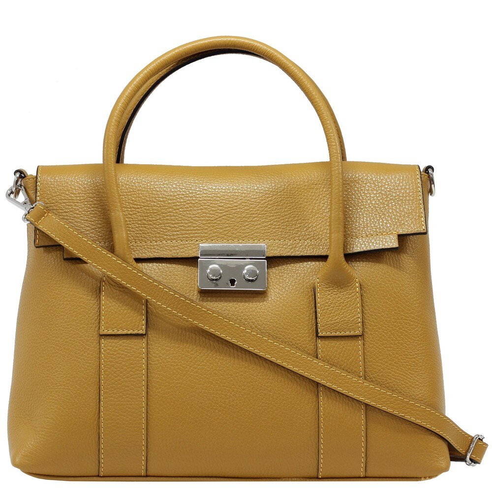 Geanta de dama office din piele naturala LU28D galben