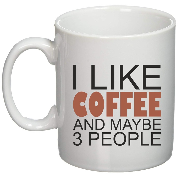 Cana personalizata "I like coffee!'", Giftoro, Alba, 330ml