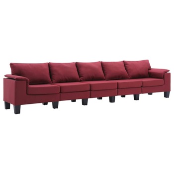 Canapea cu 5 locuri, vidaXL, 310 x 70 x 75 cm, Poliester, Grena