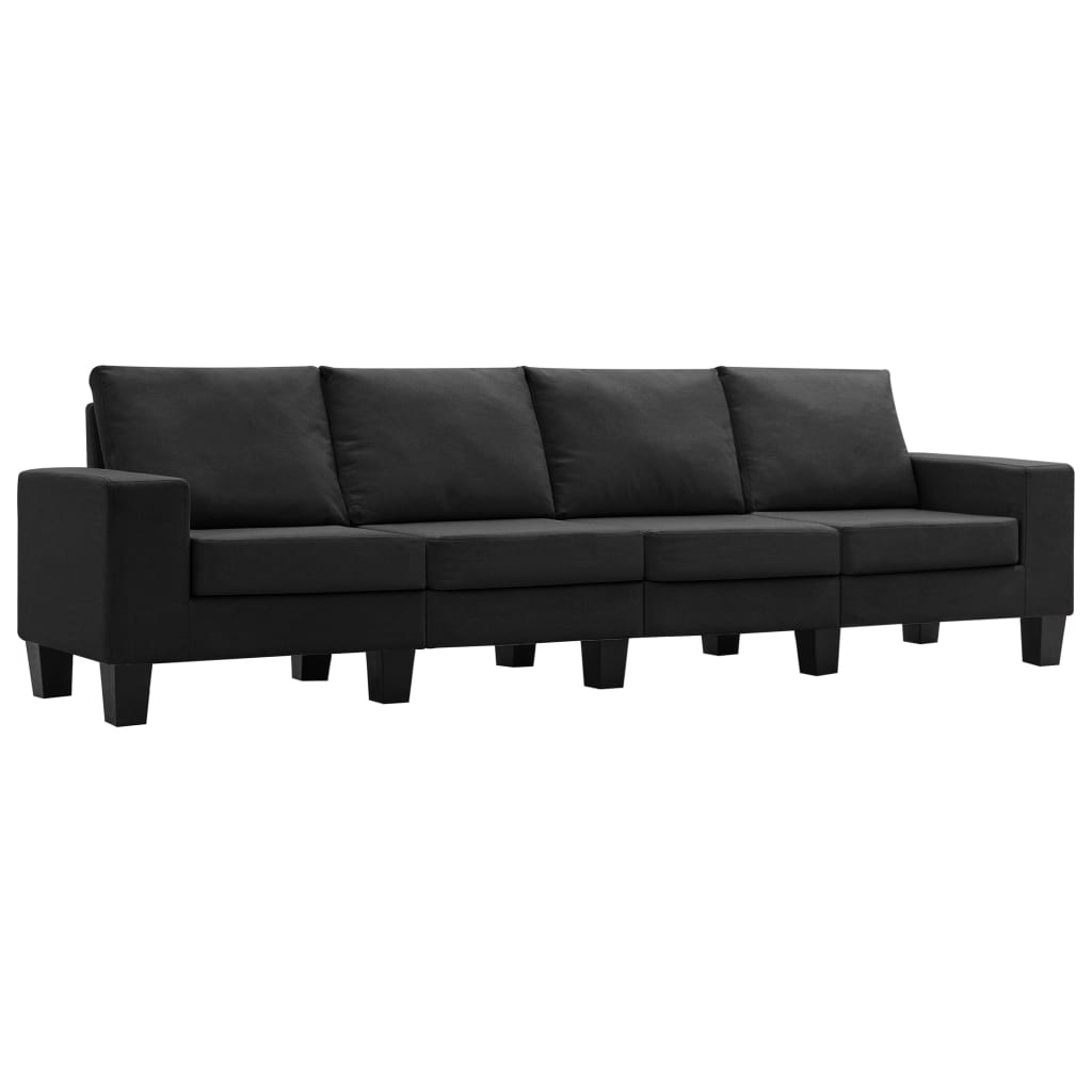 Canapea cu 4 locuri, vidaXL, 254 x 70 x 75 cm, Textil, Negru