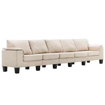 Canapea cu 5 locuri, vidaXL, 310 x 70 x 75 cm, Poliester, Crem Canapea cu 5 locuri, vidaXL, 310 x 70 x 75 cm, Poliester, Crem