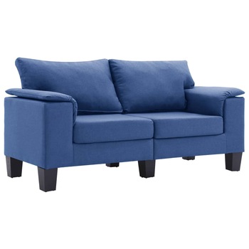 Canapea cu 2 locuri, vidaXL, 145 x 70 x 75 cm, Poliester, Albastru