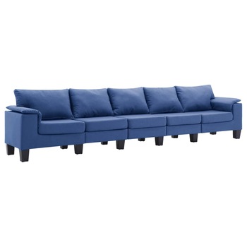Canapea cu 5 locuri, vidaXL, 310 x 70 x 75 cm, Poliester, Albastru Canapea cu 5 locuri, vidaXL, 310 x 70 x 75 cm, Poliester, Albastru