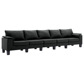 Canapea cu 5 locuri, vidaXL, 310 x 70 x 75 cm, Poliester, Negru Canapea cu 5 locuri, vidaXL, 310 x 70 x 75 cm, Poliester, Negru