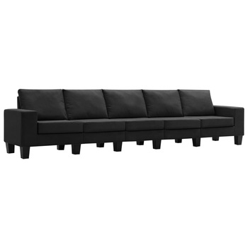 Canapea cu 5 locuri, vidaXL, 310 x 70 x 75 cm, Textil, Negru Canapea cu 5 locuri, vidaXL, 310 x 70 x 75 cm, Textil, Negru