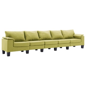 Canapea cu 5 locuri, vidaXL, 310 x 70 x 75 cm, Poliester, Verde