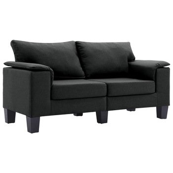 Canapea cu 2 locuri, vidaXL, 145 x 70 x 75 cm, Poliester, negru