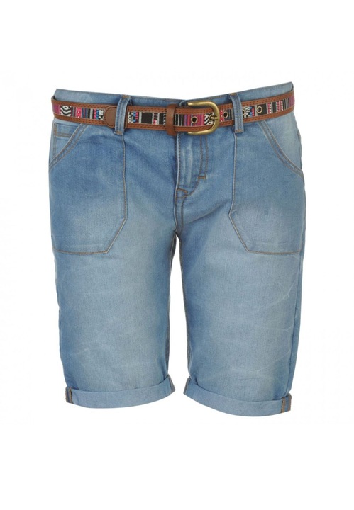 Дамски къс панталон SoulCal Belt Boyfriend, Светлосин, M EU