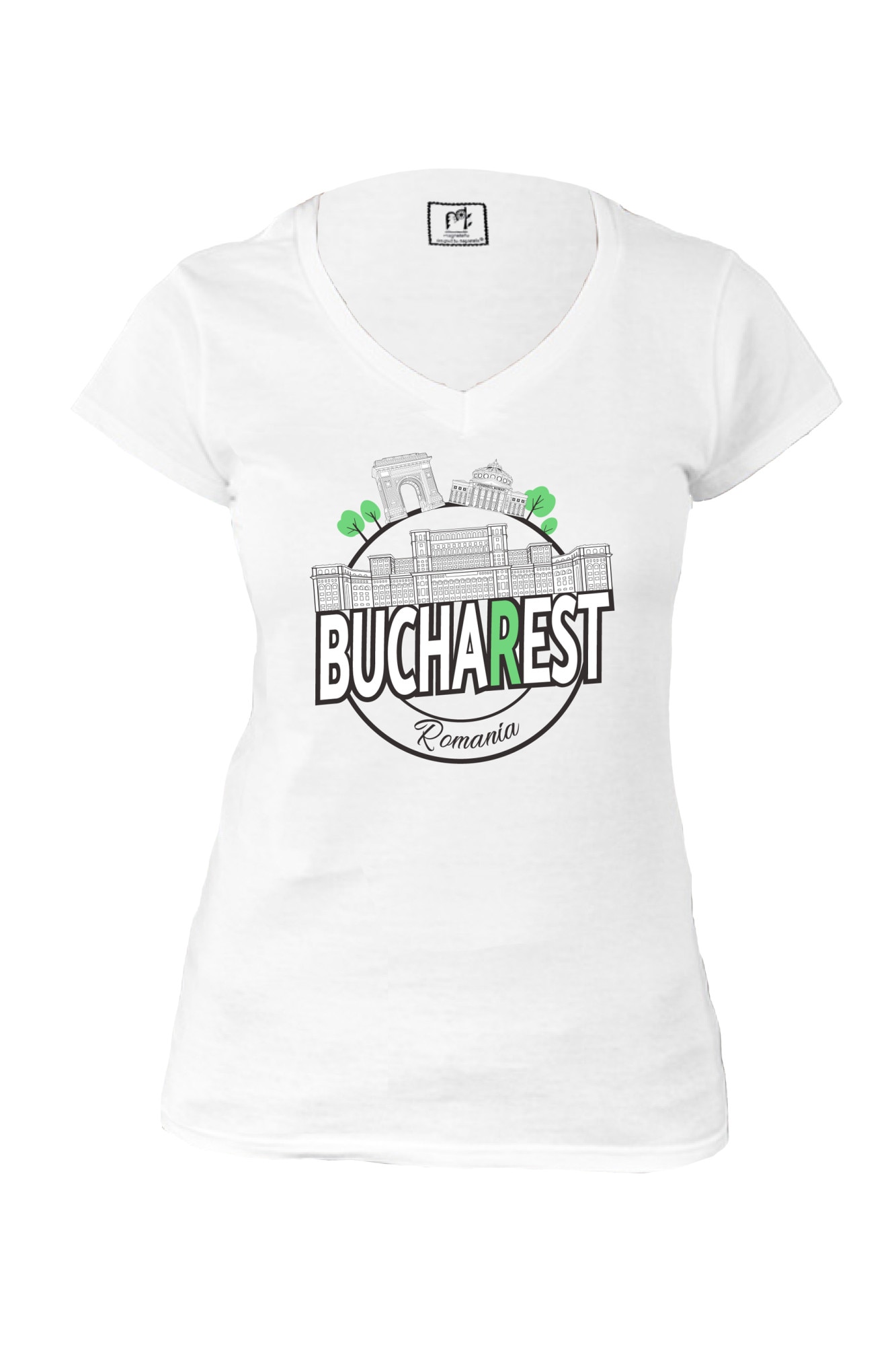 Tricou din bumbac, Magnetella, XS, Bucharest, Alb