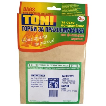Set 3 saci pentru aspirator Electrolux/Diamant, Toni, EL10, Hartie, Bej Set 3 saci pentru aspirator Electrolux/Diamant, Toni, EL10, Hartie, Bej