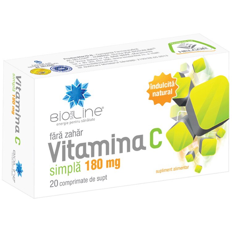Supliment alimentar vitamina C simpla 180 mg BioSunLine, 20 comprimate