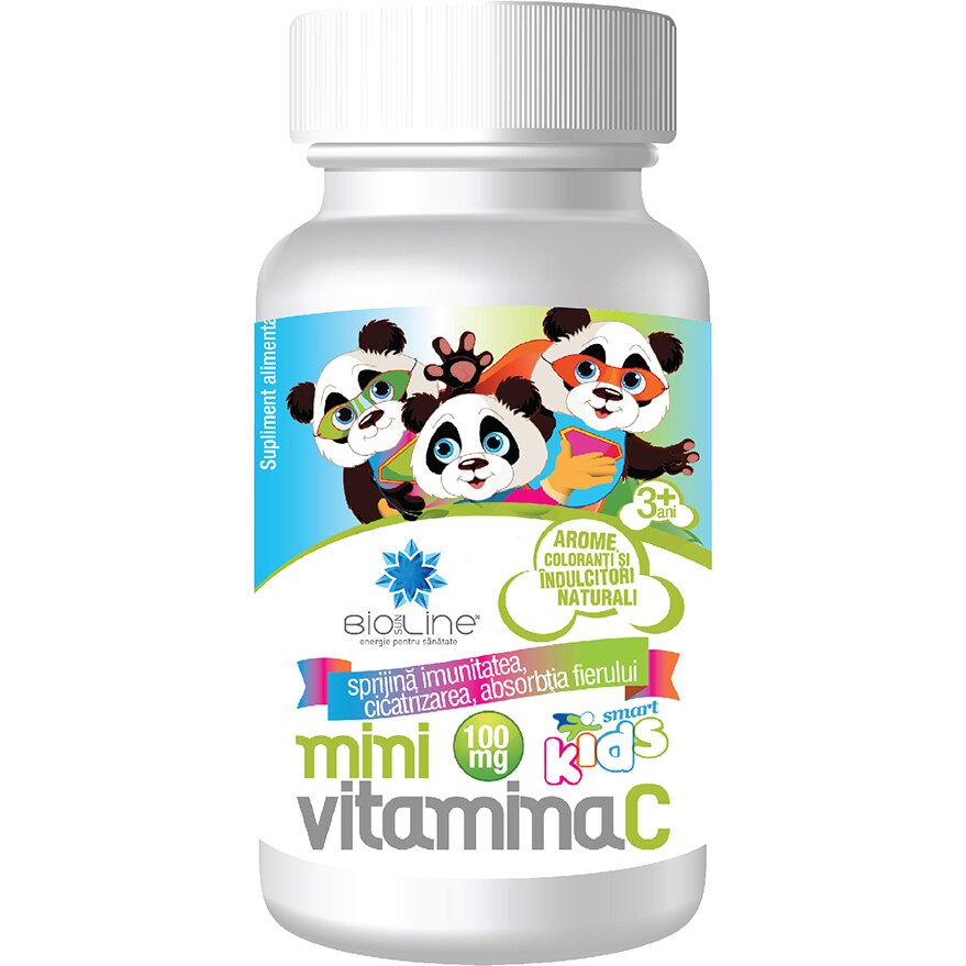 Supliment alimentar MiniVitamina C pentru copii 100 mg, BioSunLine, 30 comprimate de supt
