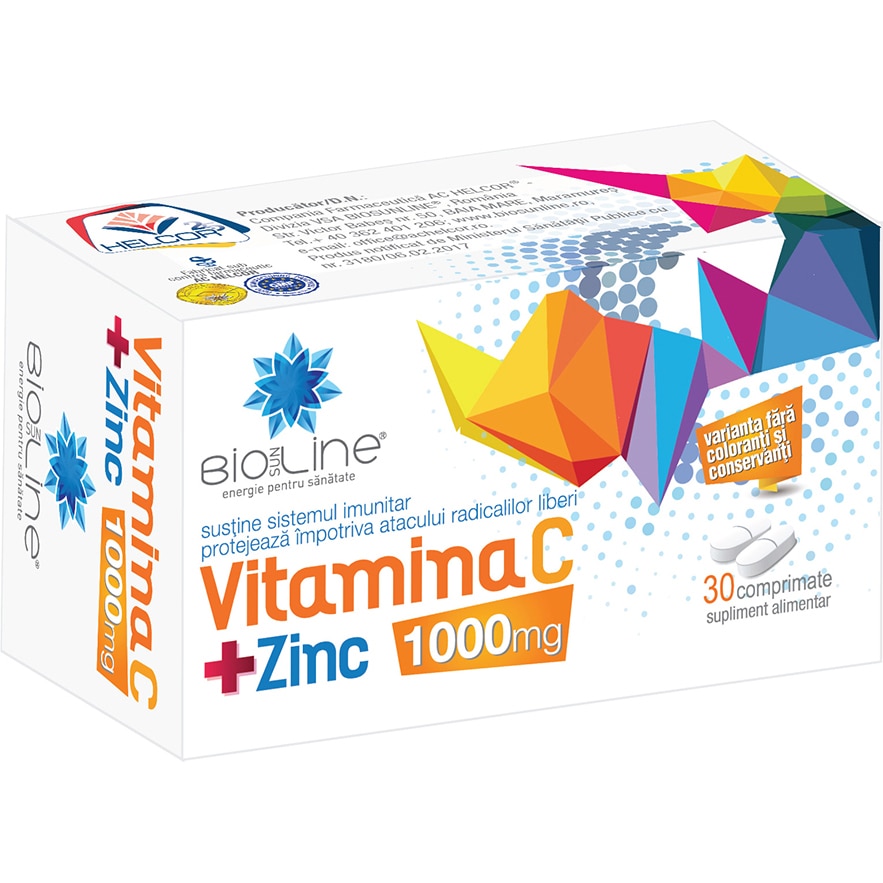 Supliment alimentar Vitamina C 1000 mg + Zinc, BioSunLine, 30 comprimate