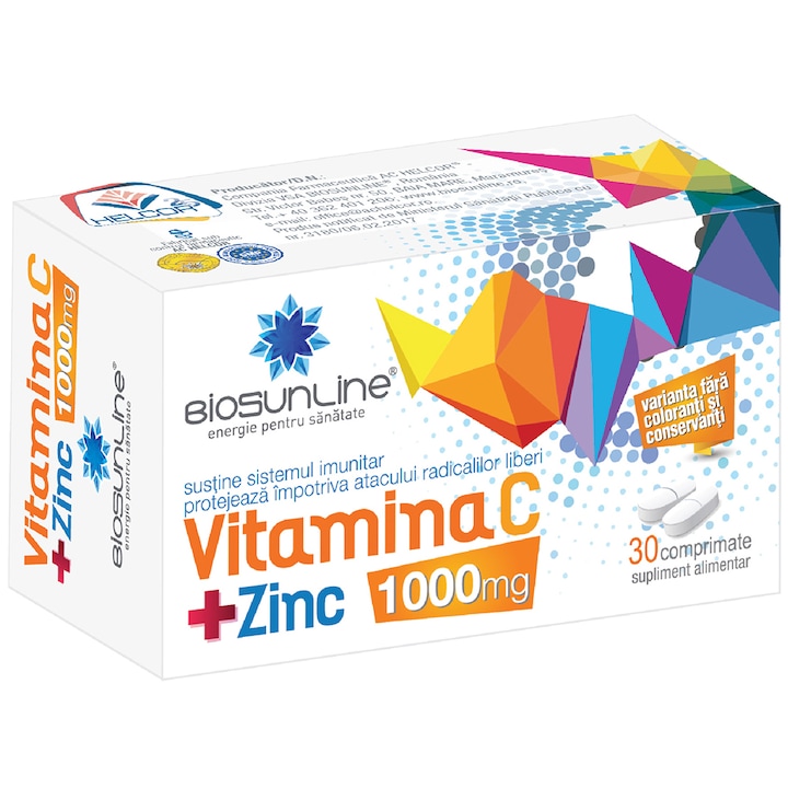 Supliment alimentar Vitamina C 1000 mg + Zinc, BioSunLine, 30 comprimate