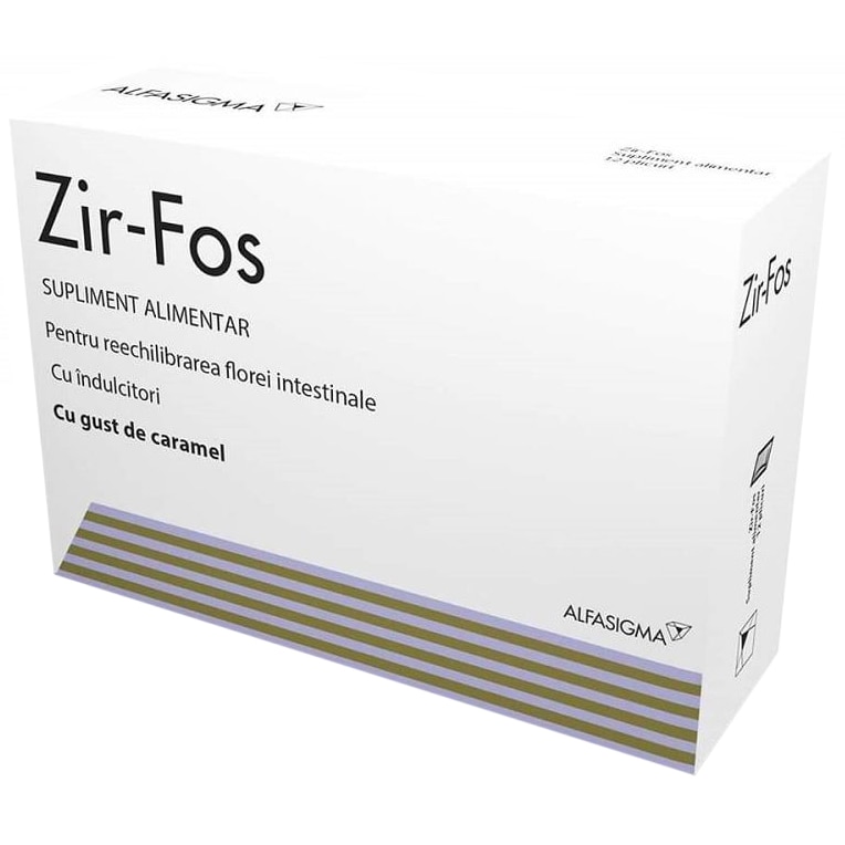 Supliment alimentar Zirfos cu gust de caramel, 12 plicuri