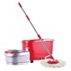 Set curatenie Kring AMBER, galeata cu centrifuga inox turbo, maner telescopic si mop rotativ + rezerva mop, Rosu
