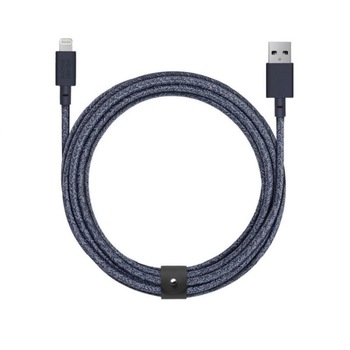 Cablu pentru incarcare si transfer de date Native Union Belt XL USB / Lightning 3m Indigo Cablu pentru incarcare si transfer de date Native Union Belt XL USB / Lightning 3m Indigo
