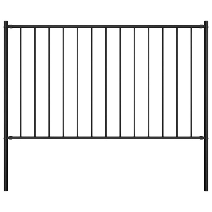 Panou de gard cu stalpi vidaXL, negru, 1,7 x 1,25 m, otel 7.34 kg 145211