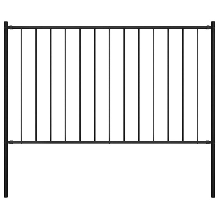 Panou de gard cu stalpi vidaXL, negru, 1,7 x 1 m, otel 6.56 kg 145210