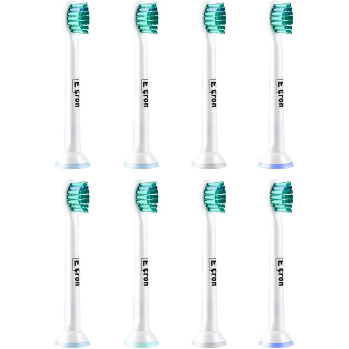 Rezerve periuta de dinti electrica E-Cron, 8 buc, Mini, Philips Sonicare Proresult, Alb/Verde