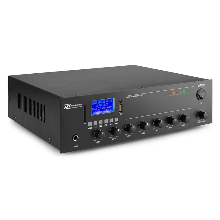 Звуков усилвател, 100V/70V/8 ohm, 30W RMS, Power Dynamics PPA30