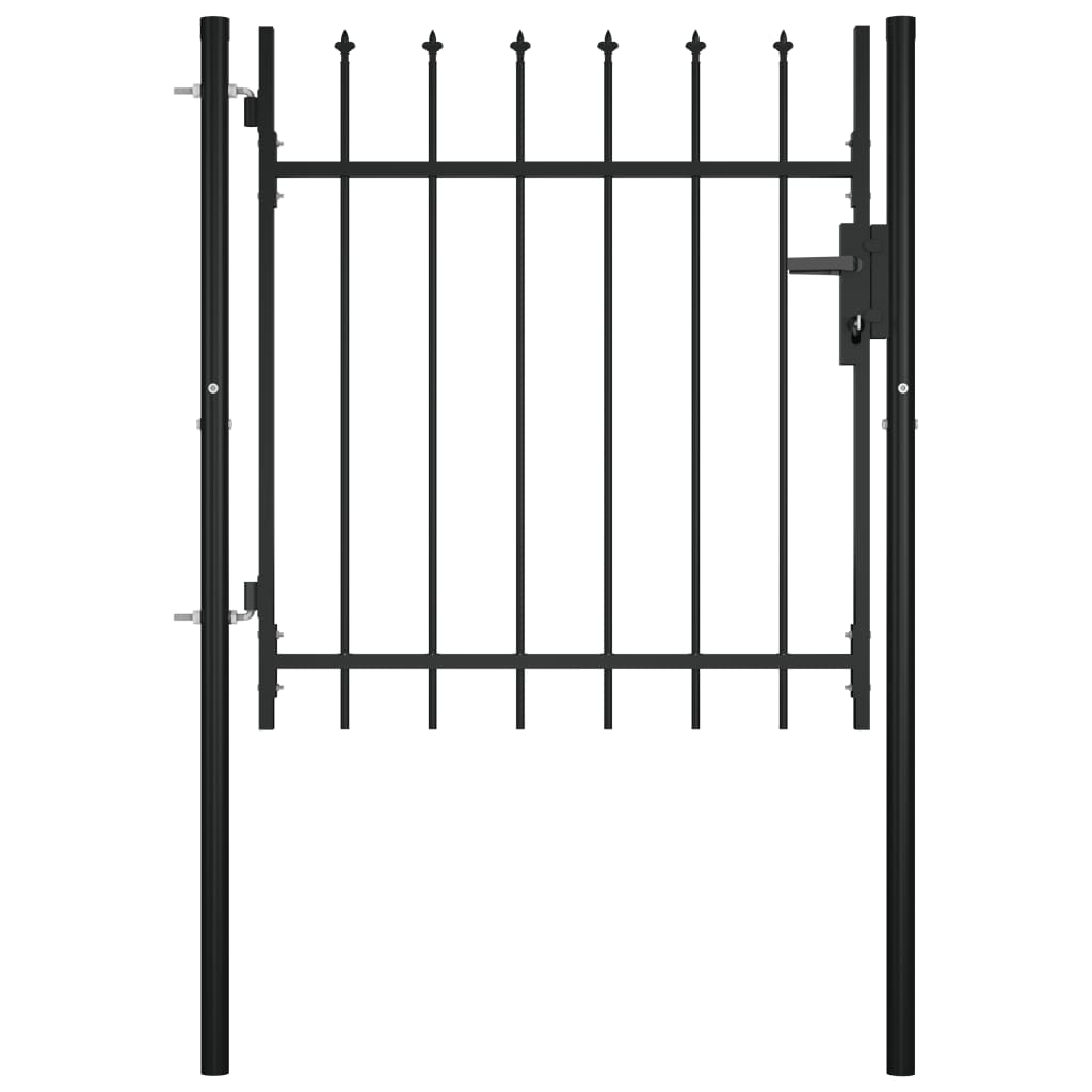 Poarta de gard cu usi duble, vidaXL, Otel, varf sulita, 100 x 75 cm, Negru