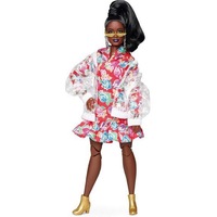 Papusa Barbie: BMR1959 , in haina de ploaie, par negru, 30 cm, articulatii complet mobile, editie de colectie in cutie vintage