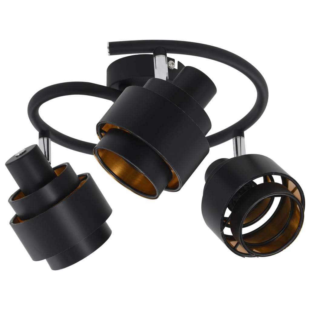 Spot luminos cu 3 directii, vidaXL, Otel, 44 x 15,5 cm, Negru