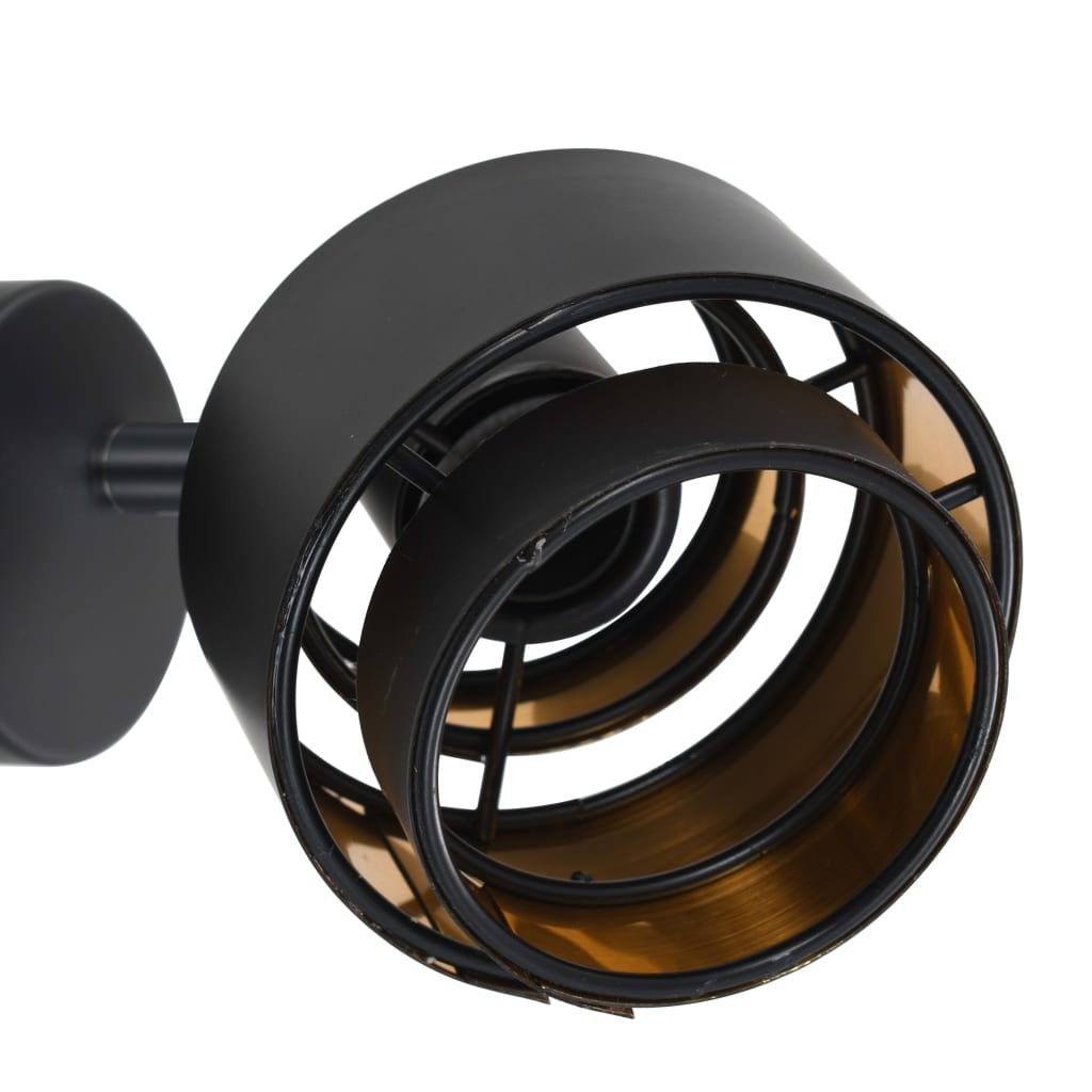 Set de 2 spoturi luminoase, vidaXL, Otel, 10 x 12,5 x 13 cm, Negru